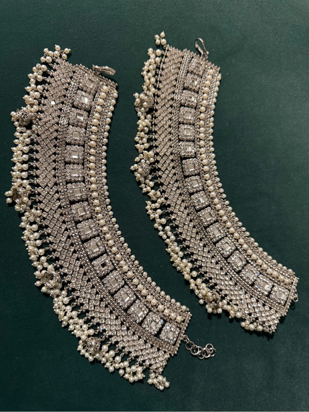 Silver Pearl Fringe Anklet Set - Women Jewelry